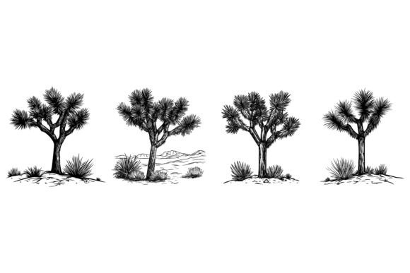 Black Tree Silhouettes: Versatile AI EPS Illustration Set