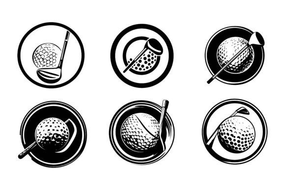 Set of Vector Golf Ball Templates