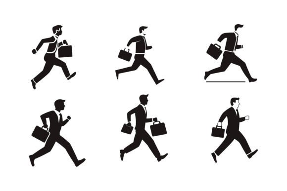 Silhouettes of People Running or Walking in Design