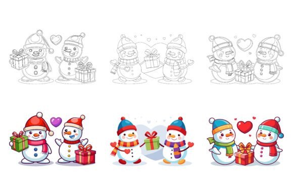 Snowman and Gifts in the Snow: A Versatile AI EPS Illustration Set for Designers