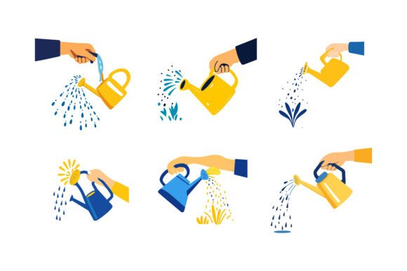 Vector Drawing of Hand Washing Underwater